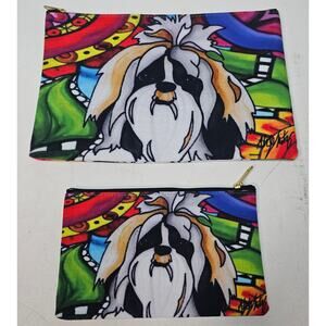 Shih Tzu NWOT Bundle Pouch bags By Artist Alyson Whitney Pop Art Bright Image.